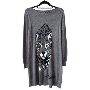 Ed Hardy Christian Audigier Cashmere Wool Blend Sweater Dress Gray